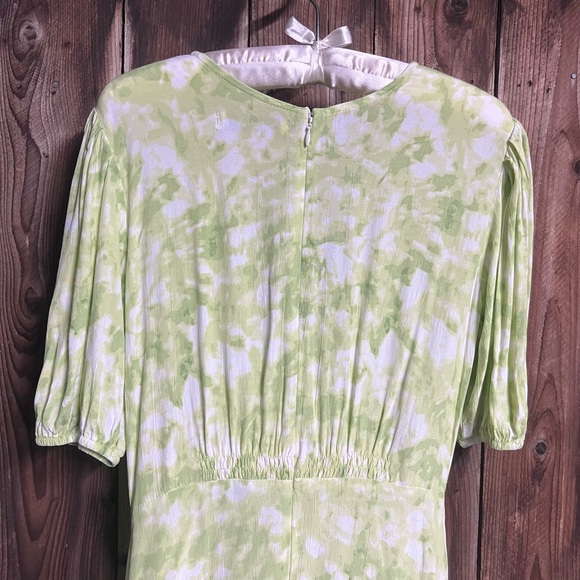 Faithfull The Brand Vittoria Mini Dress Roos Tie Dye Lime Puff Slv Sz 8 - Picture 11 of 17